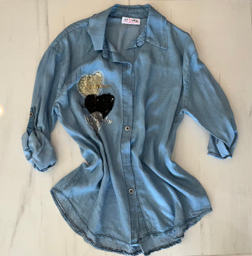 Heart Denim Italian Top